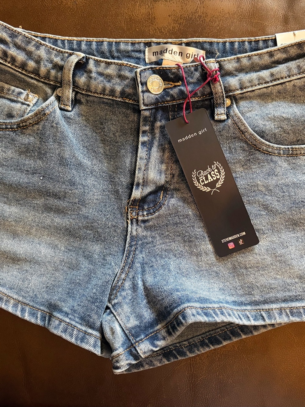 Madden Girl Light Blue Washed Denim Shorts